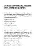 CRITICAL CARE HESI PRACTICE Q ESSENTIAL&NewLine;STUDY QUESTIONS AND ANSWERS&NewLine;