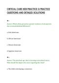 CRITICAL CARE HESI PRACTICE Q PRACTICE&NewLine;QUESTIONS AND DETAILED SOLUTIONS&NewLine;