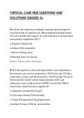 CRITICAL CARE HESI QUESTIONS AND&NewLine;SOLUTIONS GRADED A