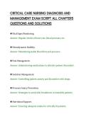 CRITICAL CARE NURSING DIAGNOSIS AND&NewLine;MANAGEMENT EXAM SCRIPT ALL CHAPTERS&NewLine;QUESTIONS AND SOLUTIONS&NewLine;