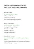 CRITICAL CARE PARAMEDIC COMPLETE&NewLine;STUDY GUIDE WITH CORRECT ANSWERS&NewLine;