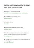 CRITICAL CARE PARAMEDIC COMPREHENSIVE&NewLine;STUDY GUIDE WITH SOLUTIONS&NewLine;