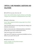 CRITICAL CARE PARAMEDIC QUESTIONS AND&NewLine;SOLUTIONS