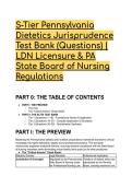 2026&sol;2027 S-Tier Pennsylvania Dietetics Jurisprudence Test Bank &lpar;Questions&rpar; &vert; LDN Licensure & PA State Board of Nursing Regulations