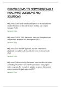CS6250 COMPUTER NETWORKS EXAM 2&NewLine;FINAL PAPER QUESTIONS AND&NewLine;SOLUTIONS