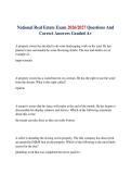 National Real Estate Exam 2026&sol;2027 Questions And Correct Answers Graded A&plus;