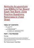 2026&sol;2027 Kentucky Acupuncture Law &lpar;KBML&rpar; S-Tier Board Exam Test Bank &vert;  Elite Practice Questions&comma; Rationales & Cheat Sheet