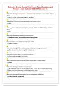 Defensive Driving Course Final Exam &vert; Actual Questions and&NewLine;Answers Latest Updated 2026&sol;2027 &lpar;Graded A&plus;&rpar;