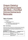 Oregon Dietetics Jurisprudence Exam Test Bank &lpar;2026&sol;2027&rpar; &vert; HLO&sol;BLD Clinical Scenarios & Rationales