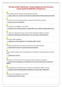Driving school Final Exam &vert; Actual Questions And Answers&NewLine;Latest Updated 2026&sol;2027 &lpar;Graded A&plus;&rpar;