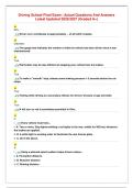 Driving School Final Exam &vert; Actual Questions And Answers&NewLine;Latest Updated 2026&sol;2027 &lpar;Graded A&plus;