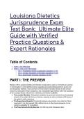 Louisiana Dietetics Jurisprudence Exam Test Bank&colon; 2026&sol;2027 Ultimate Elite Guide with Verified Practice Questions & Expert Rationales