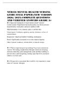 NUR256 MENTAL HEALTH NURSING&NewLine;GUIDE FINAL PAPER &lpar;NEW VERSION&NewLine;2026&sol; 2027&rpar; COMPLETE QUESTIONS&NewLine;AND VERIFIED ANSWERS GRADE A&plus;&NewLine;