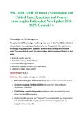 NSG 4100 &lpar;AHIII&rpar; Exam 4 &vert; Neurological and Critical Care &vert; Questions and Correct Answers plus Rationales &vert; New Update 2026-2027 &vert; Graded A&plus;