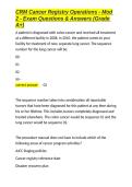 CRM Cancer Registry Operations - Mod 2 - Exam Questions & Answers &lpar;Grade A&plus;&rpar;&period;docx&NewLine;&NewLine;