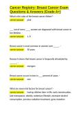 Cancer Registry Breast Cancer Exam Questions & Answers &lpar;Grade A&plus;&rpar;&period;docx&NewLine;&NewLine;