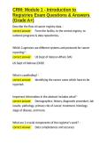 CRM Module 1 - Introduction to Registries Exam Questions & Answers &lpar;Grade A&plus;&rpar;&period;docx&NewLine;&NewLine;