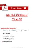 2025 HESI EXIT EXAM &NewLine;V1 to V7