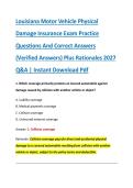 Louisiana Motor Vehicle Physical &NewLine;Damage Insurance Exam Practice &NewLine;Questions And Correct Answers &NewLine;&lpar;Verified Answers&rpar; Plus Rationales 2027 &NewLine;Q&A &vert; Instant Download Pdf 