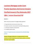Louisiana Mortgage Lender Exam &NewLine;Practice Questions And Correct Answers &NewLine;&lpar;Verified Answers&rpar; Plus Rationales 2027 &NewLine;Q&A &vert; Instant Download Pdf 