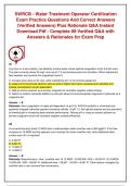 SWRCB WATER TREATMENT OPERATOR CERTIFICATION EXAM PRACTICE QUESTIONS AND CORRECT ANSWERS &lpar;VERIFIED ANSWERS&rpar; PLUS RATIONALES&vert; INSTANT DOWNLOAD PDF