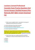 Louisiana Licensed Professional &NewLine;Counselor Exam Practice Questions And &NewLine;Correct Answers &lpar;Verified Answers&rpar; Plus &NewLine;Rationale 2027 Q&A&vert; Instant Download &NewLine;Pdf