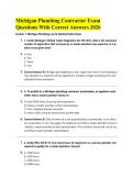 Michigan Plumbing Contractor Exam Questions With Correct Answers 2026&NewLine;