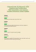 Cybersecurity Architecture AND&NewLine;Engineering Certification&NewLine;TEST Questions and Answers&NewLine;Verified Solutions Latest Update