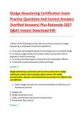 Sludge Dewatering Certification Exam &NewLine;Practice Questions And Correct Answers &NewLine;&lpar;Verified Answers&rpar; Plus Rationale 2027 &NewLine;Q&A&vert; Instant Download Pdf&period;
