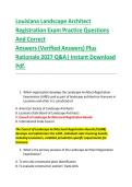 Louisiana Landscape Architect &NewLine;Registration Exam Practice Questions &NewLine;And Correct  &NewLine;Answers &lpar;Verified Answers&rpar; Plus &NewLine;Rationale 2027 Q&A&vert; Instant Download &NewLine;Pdf&period;  