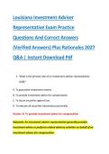 Louisiana Investment Adviser &NewLine;Representative Exam Practice &NewLine;Questions And Correct Answers &NewLine;&lpar;Verified Answers&rpar; Plus Rationales 2027 &NewLine;Q&A &vert; Instant Download Pdf
