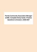 Florida Community Association Manager &lpar;CAM&rpar; Exam 2026&ndash;2027 &vert; Complete Study Guide&comma; Practice Questions & Answers PDF &vert; License Exam Prep