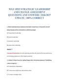 WGU D522 STRATEGIC LEADERSHIP&NewLine;AND CHANGE ASSESSMENT&NewLine;QUESTIONS AND ANSWERS &vert; 2026&sol;2027&NewLine;UPDATE &vert; 100&percnt; CORRECT