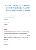 WGU D522 INFORMATION SECURITY&NewLine;MANAGEMENT COMPREHENSIVE&NewLine;EXAM QUESTIONS AND ANSWERS &vert;&NewLine;2026&sol;2027 UPDATE &vert; 100&percnt; CORRECT
