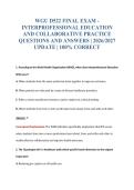 WGU D522 FINAL EXAM -&NewLine;INTERPROFESSIONAL EDUCATION&NewLine;AND COLLABORATIVE PRACTICE&NewLine;QUESTIONS AND ANSWERS &vert; 2026&sol;2027&NewLine;UPDATE &vert; 100&percnt; CORRECT