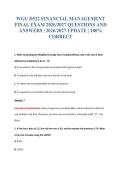 WGU D522 FINANCIAL MANAGEMENT&NewLine;FINAL EXAM 2026&sol;2027 QUESTIONS AND&NewLine;ANSWERS &vert; 2026&sol;2027 UPDATE &vert; 100&percnt;&NewLine;CORRECT