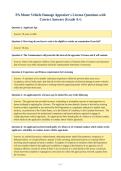 PA Motor Vehicle Damage Appraiser's License Questions with&NewLine;Correct Answers &lpar;Grade A&plus;&rpar;