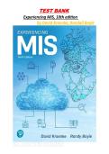 Test Bank for Experiencing MIS&comma; 10th edition by David Kroenke&comma; Randall Boyle&comma; Chapter 1-12 &vert; All Chapters