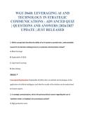WGU D648&colon; LEVERAGING AI AND&NewLine;TECHNOLOGY IN STRATEGIC&NewLine;COMMUNICATIONS - ADVANCED QUIZ&NewLine;&vert; QUESTIONS AND ANSWERS &vert;2026&sol;2027&NewLine;UPDATE &vert; JUST RELEASEDWGU D648&colon; LEVERAGING AI AND&NewLine;TECHNOLOGY IN STRATEGIC&NewLine;COMMUNICATIONS - ADVANCED QUIZ&NewLine;&vert; QUESTIONS AND ANSWERS &vert;