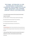 WGU D648 &ndash; LEVERAGING AI AND&NewLine;TECHNOLOGY IN STRATEGIC&NewLine;COMMUNICATIONS OBJECTIVE EXAM&NewLine;PREP &vert; QUESTIONS AND ANSWERS&NewLine;&vert;2026&sol;2027 UPDATE &vert; JUST RELEASED
