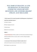 WGU D648 LEVERAGING AI AND&NewLine;TECHNOLOGY IN STRATEGIC&NewLine;COMMUNICATIONS REVIEW &vert;&NewLine;QUESTIONS AND ANSWERS &vert;2026&sol;2027&NewLine;UPDATE &vert; JUST RELEASED