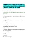 CSLB B LICENSE GENERAL CONTRACTOR&NewLine;ACTUAL EXAM QUESTIONS AND CORRECT&NewLine;ANSWERS COMPLETE SOLUTION&NewLine;