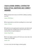 CSLB B LICENSE GENERAL CONTRACTOR&NewLine;EXAM ACTUAL QUESTIONS AND CORRECT&NewLine;ANSWERS&NewLine;