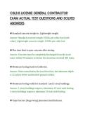 CSLB B LICENSE GENERAL CONTRACTOR&NewLine;EXAM ACTUAL TEST QUESTIONS AND SOLVED&NewLine;ANSWERS&NewLine;