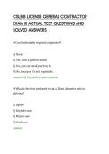 CSLB B LICENSE GENERAL CONTRACTOR&NewLine;EXAM III ACTUAL TEST QUESTIONS AND&NewLine;SOLVED ANSWERS&NewLine;