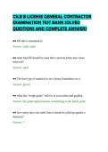 CSLB B LICENSE GENERAL CONTRACTOR&NewLine;EXAMINATION TEST BANK SOLVED&NewLine;QUESTIONS AND COMPLETE ANSWERS&NewLine;