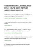 CSLB CONTRACTOR'S LAW AND BUSINESS&NewLine;EXAM II COMPREHENSIVE TEST PAPER&NewLine;QUESTIONS AND SOLUTIONS&NewLine;