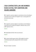 CSLB CONTRACTOR'S LAW AND BUSINESS&NewLine;EXAM II ACTUAL TEST QUESTIONS AND&NewLine;SOLVED ANSWERS&NewLine;