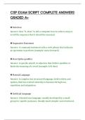 CSP EXAM SCRIPT COMPLETE ANSWERS&NewLine;GRADED A&plus;&NewLine;
