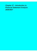 Chapter 27 Introduction to Financial Statement Analysis 2026&lowbar;2027 &ndash; Study Guide&comma; Key Concepts & Exam Review